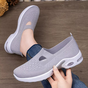 Round Toe Slip-ons in Pink, model styling view