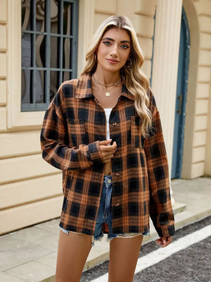 Plaid Button Up Shirt in Yellow with buttoned