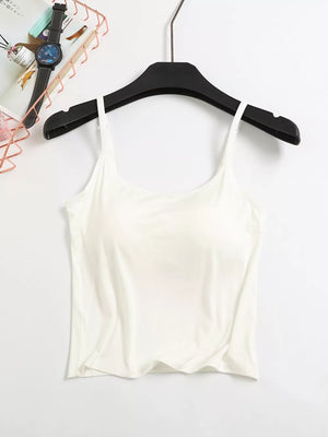 Milky White adjustable cami with thin straps, a basic style for sleepwear and loungewear.