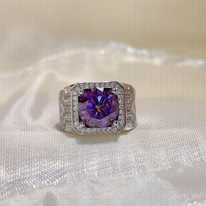 0.3 Carat 925 Sterling Silver Geometric Ring, front view