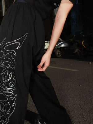 Men S Drawstring Wide Leg Pants in White, side view
