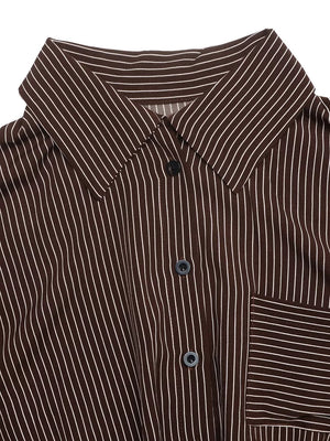 Striped Button-up Bodysuit in Brown, alternate angle