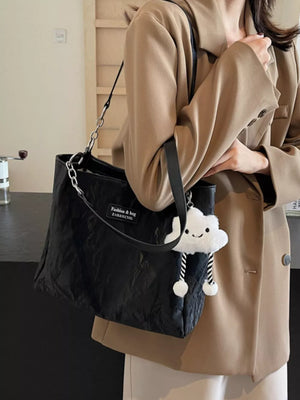 Pu Leather Shoulder Bag in Black, alternate angle
