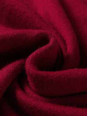 Burgundy crew neck cap sleeve sweater fabric detail