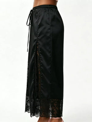 Lace Trim Wide-leg Cropped Pants in White, view 16