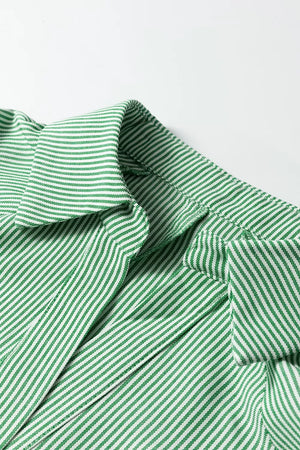Striped Collared Split Neck Half Sleeve Blouse, alternate angle