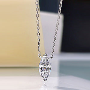 Sterling silver necklace with marquise cut zircon pendant