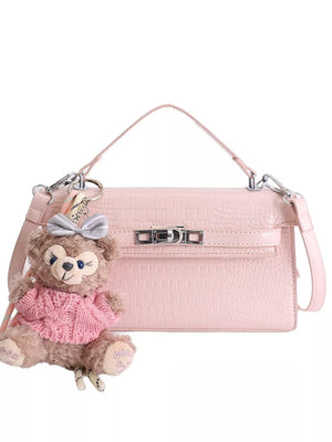 Croc-embossed Pu Leather Crossbody Bag in Pink, product detail