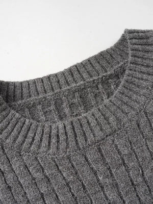 Men's Ribbed Short Sleeve Knit Top in Gray, back view