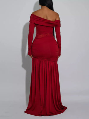 glam maxi dress in Black with off-shoulder