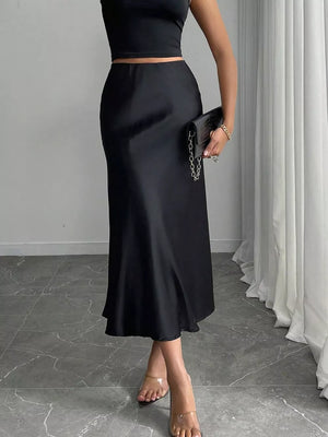Satin Midi Skirt, close-up detail