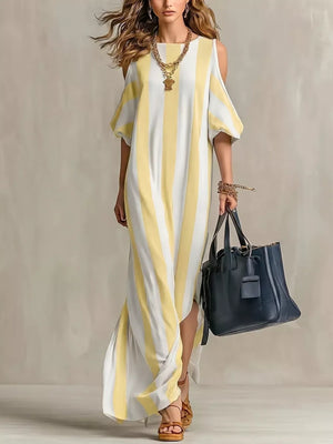 Striped Cold Shoulder Maxi Dress, product detail