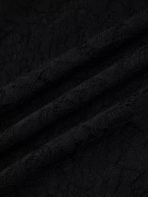Black lace cutout mini dress fabric detail
