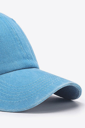 Washed cotton baseball cap in Sky Blue with stitched details on the brim.