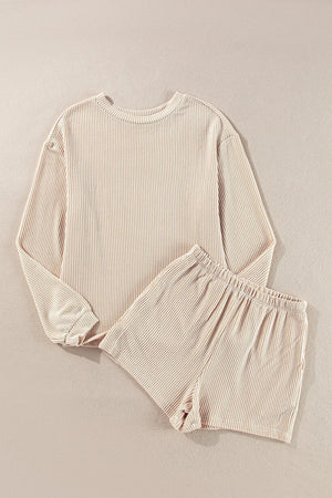 Dust Storm ribbed knit long sleeve top and shorts set