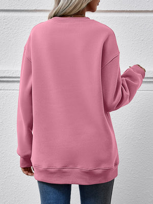 Blush Pink Mom At Graphic Sweatshirt with crewneck and ribbed cuffs and hem.