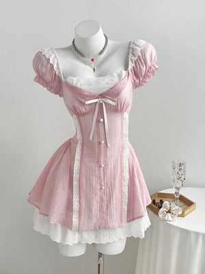 Lace Detail Cap Sleeve Mini Dress, front view