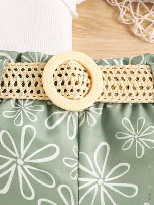 Children's Frill Sleeveless Top And Belt Shorts Set, close-up detail
