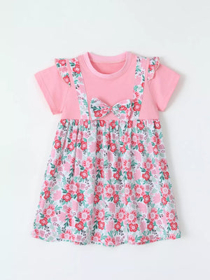 Children's Floral Print Bow Detail Dress, side view