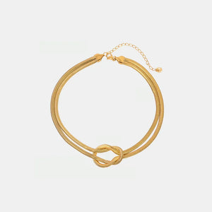 Gold herringbone knot necklace with adjustable chain