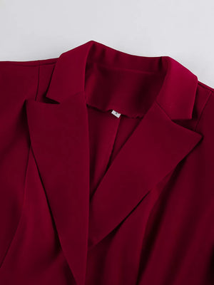 Single-breasted Blazer And Wide-leg Pants Set in Black, product detail