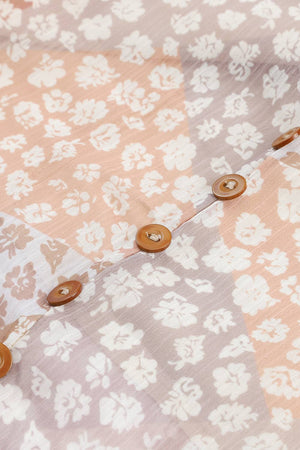 Patchwork floral maxi skirt with button detail in floral print