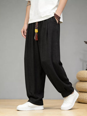 Men's Plus Size Loose Fit Casual Pants, close-up detail