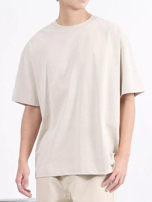 Men's relaxed fit t-shirt in Desert Color, cotton blend, with a crew neck and short sleeves.