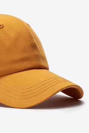 Khaki cotton baseball cap with stitched detail on brim
