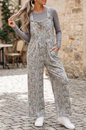 Camouflage Twist Ribbed Sleeveless Jumpsuit, front view