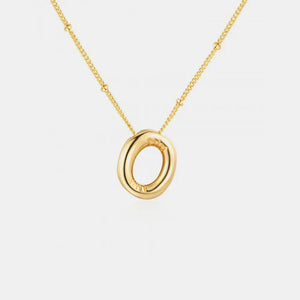 Gold initial pendant necklace with beaded chain