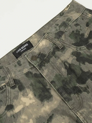 Men's Camouflage Loose Fit Cargo Pants in Camouflage, model styling view