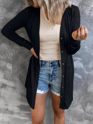 Lightweight Button-up Cardigan Plus Size in Grey, product detail