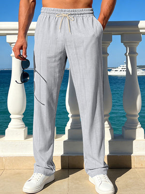 Men's Casual Striped Drawstring Pants Plus Size, fit detail
