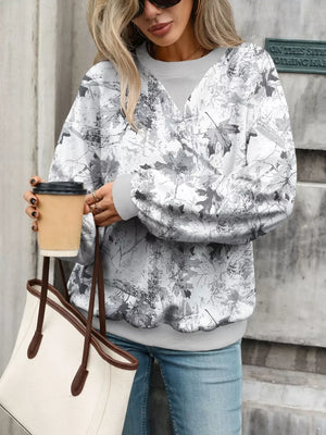 sweatshirt in mauve with contrasting trim and hip-length