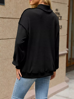 Red sweatshirt with hip-length and pullover