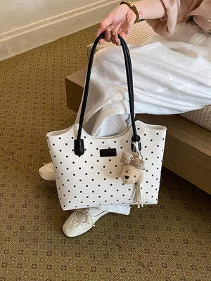Polka Dot Shoulder Bag in Gray, alternate angle
