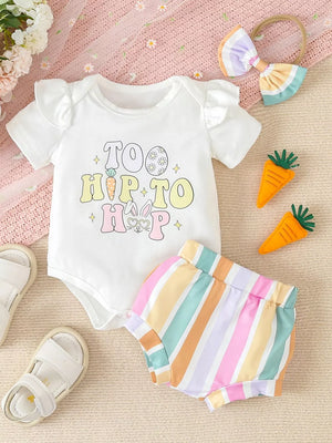 Children's Ruffled Short Sleeve Bodysuit And Shorts Set, side view