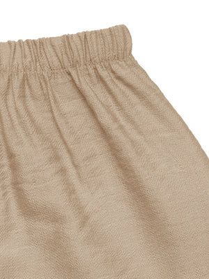 Tiered maxi skirt in tan with a comfortable drawstring waist and textured fabric.