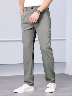 Men's gray classic fit sweatpants with a textured finish.