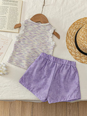Children's Flower Sleeveless Top And Shorts Set, alternate angle