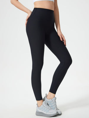 Black ribbed high-waist leggings with a sculpted fit