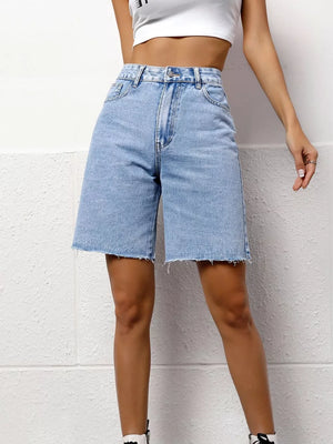 High Waist Denim Shorts, front view