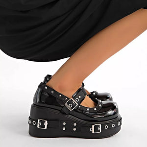 Round Toe Studded Loafers, model styling view