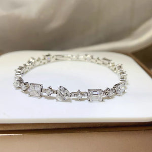 925 Sterling Silver Moissanite Bracelet, front view