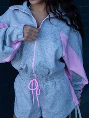 Zip-up Mini Long-sleeve Jacket in Pink, back view