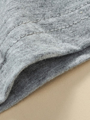 Grey cotton crew neck t-shirt with visible stitching detail