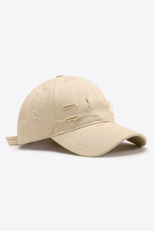 Sand distressed baseball cap with adjustable strap