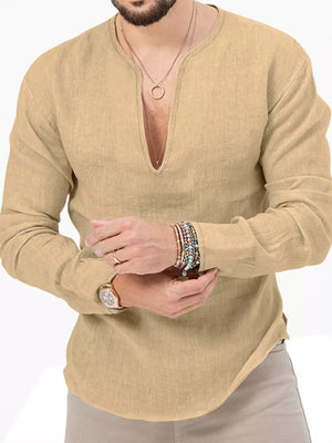 Men's Slim Fit Long Sleeve Blouse Plus Size in White, side view