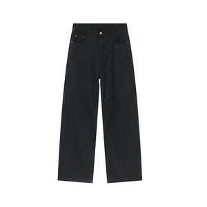 Oversized baggy dark wash denim jeans with a wide leg and classic five-pocket styling.